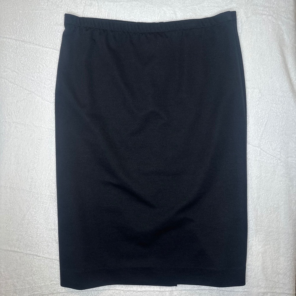 Vintage Goth Academia Black Pencil Skirt Knee Length Elastic Waist USA Made 12 - Picture 1 of 7